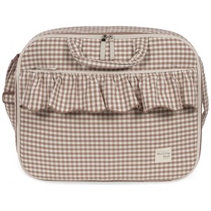 Valise de maternité praliné vichy moka
