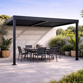 Sifnos pergola bioclimatique adossée en aluminium noir 3x3m
