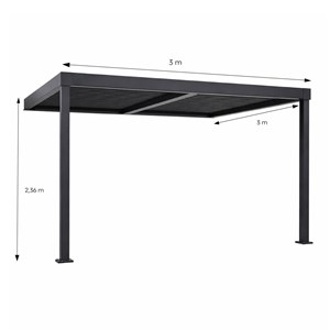 Sifnos pergola bioclimatique adossée en aluminium noir 3x3m