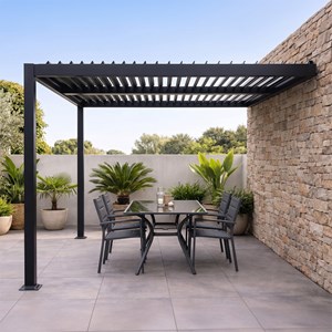 Sifnos pergola bioclimatique adossée en aluminium noir 3x3m