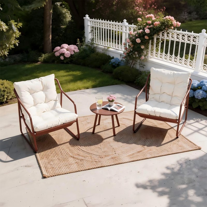 Atrani ensemble de jardin 2 fauteuils terracotta avec table basse