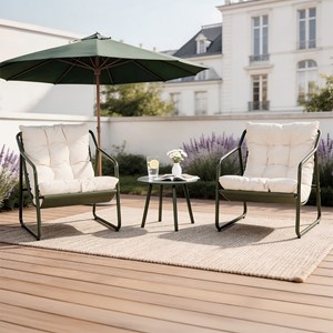 Atrani ensemble de jardin 2 fauteuils vert kaki avec table basse