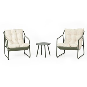 Atrani ensemble de jardin 2 fauteuils vert kaki avec table basse