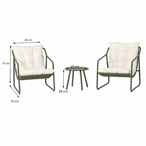 Atrani ensemble de jardin 2 fauteuils vert kaki avec table basse