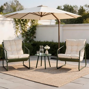 Atrani ensemble de jardin 2 fauteuils vert kaki avec table basse