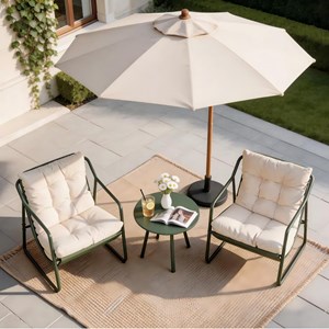 Atrani ensemble de jardin 2 fauteuils vert kaki avec table basse