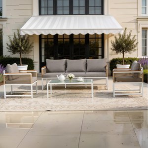 Solomon salon de jardin 5 places avec table basse gris clair