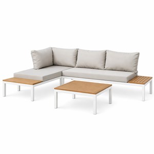 Majuro salon de jardin 3-4 places avec table basse blanc et gris
