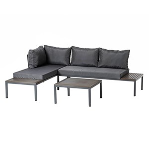 Majuro salon de jardin 3-4 places avec table basse gris foncé