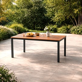 Bago table 6 places en bois naturel d'eucalyptus 150cm