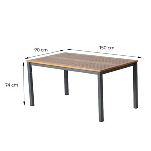 Bago table 6 places en bois naturel d'eucalyptus 150cm