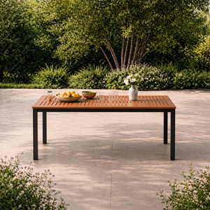 Bago table 6 places en bois naturel d'eucalyptus 150cm