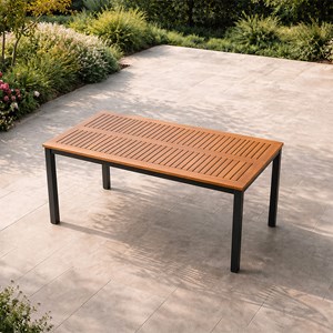 Bago table 6 places en bois naturel d'eucalyptus 150cm