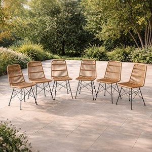 Bago lot de 6 chaises en résine tressée effet rotin