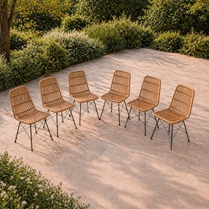 Bago lot de 6 chaises en résine tressée effet rotin