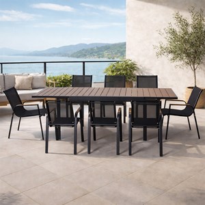 Loboc salon de jardin 8 places avec table extensible 270cm en aluminium et bois
