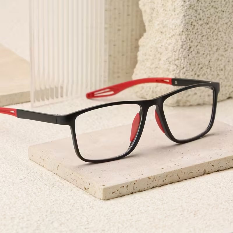 Lunettes loupes noir-rouge 1.5