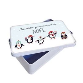 Boîte en métal pingouins de noël
