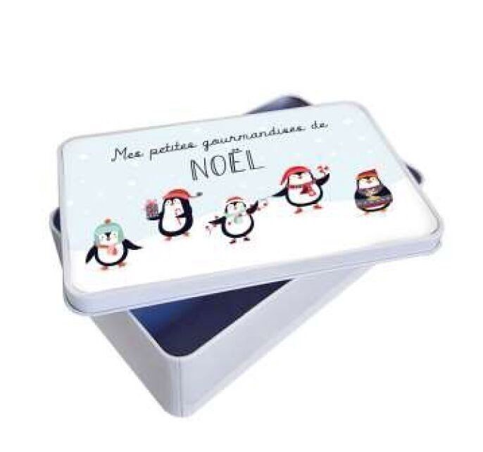 Boîte en métal pingouins de noël