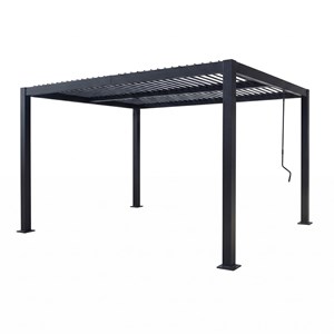 Rhodes pergola bioclimatique structure et lames orientables en aluminium noir 4x