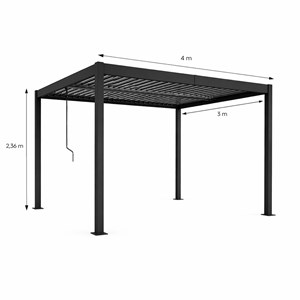 Rhodes pergola bioclimatique structure et lames orientables en aluminium noir 4x