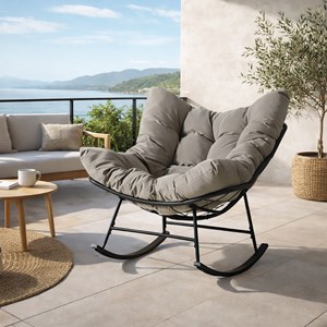 Quito fauteuil à bascule d'intérieur et d'extérieur gris