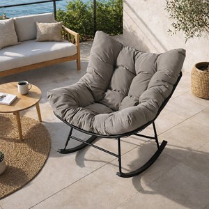 Quito fauteuil à bascule d'intérieur et d'extérieur gris