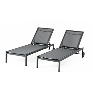 Cuba lot de 2 bains de soleil inclinables gris foncé avec roues en aluminium