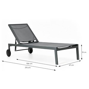 Cuba lot de 2 bains de soleil inclinables gris foncé avec roues en aluminium