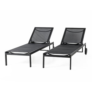 Cuba lot de 2 bains de soleil inclinables noir avec roues en aluminium