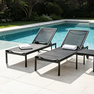 Cuba lot de 2 bains de soleil inclinables noir avec roues en aluminium