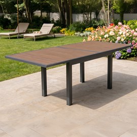 Nido table de jardin extensible 180 cm en aluminium et bois d'eucalyptus