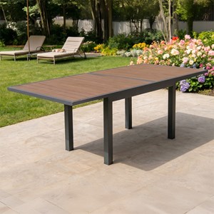Nido table de jardin extensible 180 cm en aluminium et bois d'eucalyptus