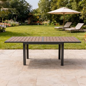 Nido table de jardin extensible 180 cm en aluminium et bois d'eucalyptus
