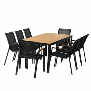 Esperance salon de jardin 8 places avec table 190cm effet bois