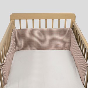 Tour de lit praliné vichy rayures moka (120x60 cm)