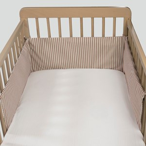 Tour de lit praliné vichy rayures moka (120x60 cm)