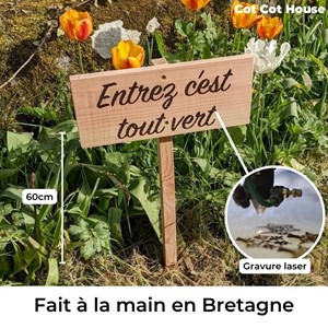Pancarte en bois gravée extérieur déco