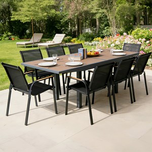 Nido salon de jardin 8 places en aluminium et bois d'eucalyptus