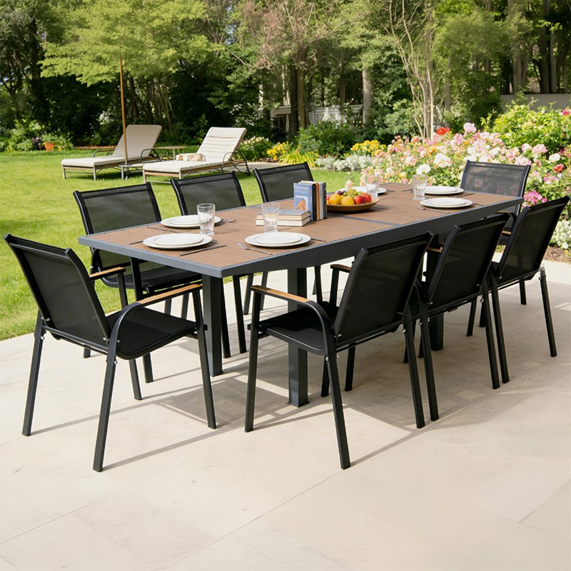 Nido salon de jardin 8 places en aluminium et bois d'eucalyptus