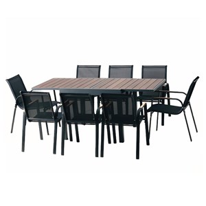 Nido salon de jardin 8 places en aluminium et bois d'eucalyptus