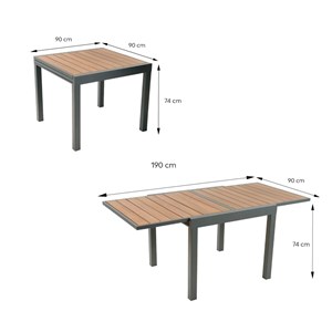 Nido salon de jardin 8 places en aluminium et bois d'eucalyptus