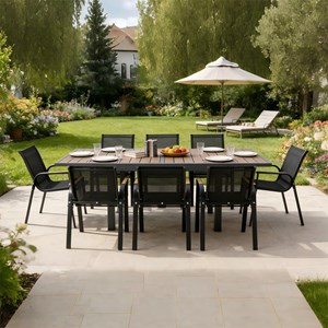 Nido salon de jardin 8 places en aluminium et bois d'eucalyptus