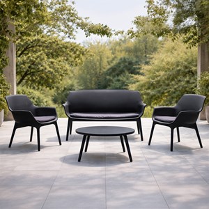 Izmir salon de jardin 4 places gris anthracite avec table basse