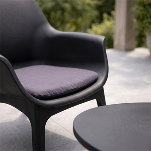 Izmir salon de jardin 4 places gris anthracite avec table basse