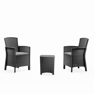 Adana ensemble de jardin 2 fauteuils gris anthracite avec table basse