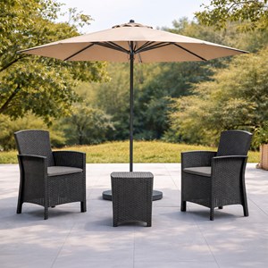 Adana ensemble de jardin 2 fauteuils gris anthracite avec table basse