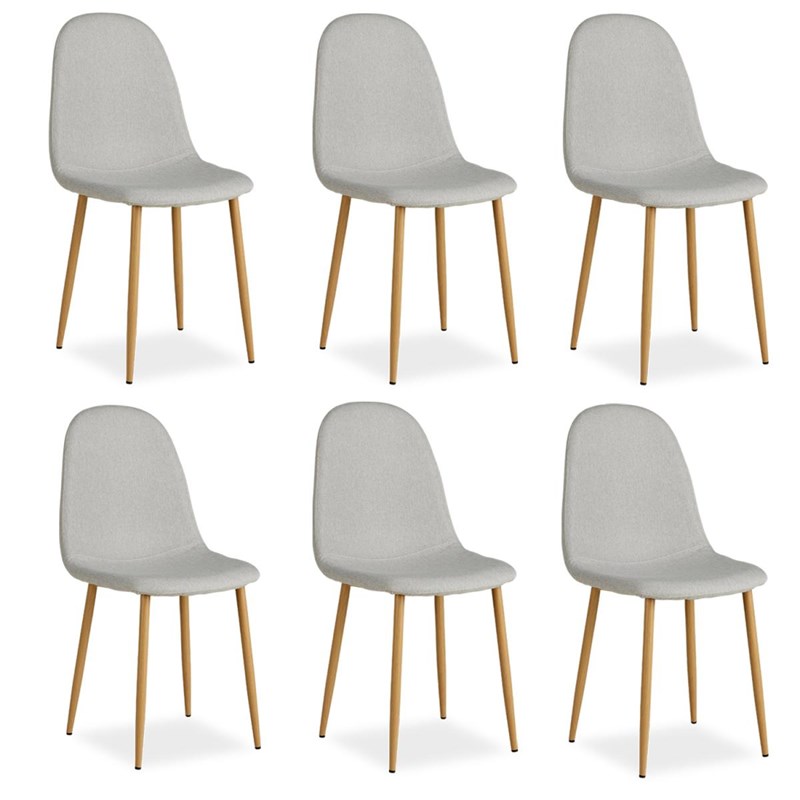 Chaise salle à manger lot de 6 - gris