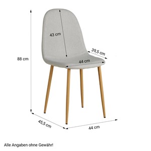 Chaise salle à manger lot de 6 - gris