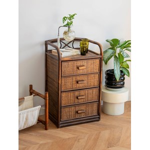 Petite commode en rotin foncé n°601
